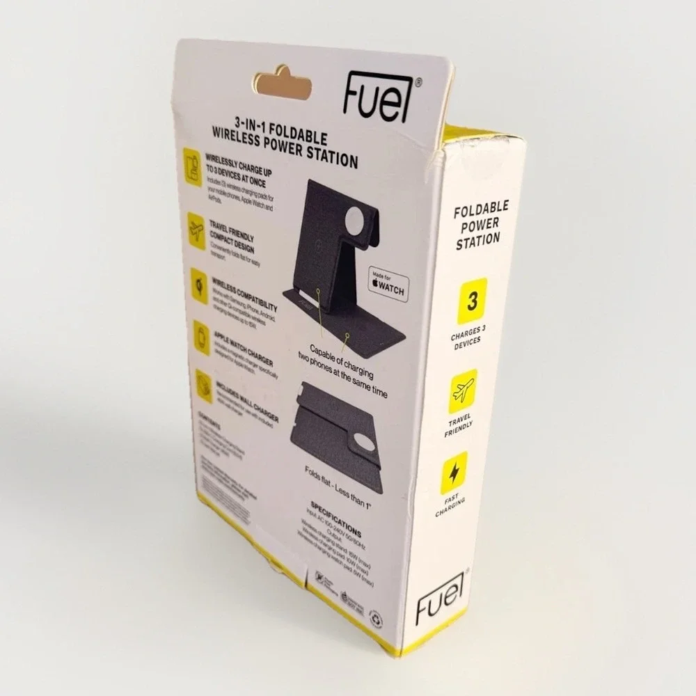 FUEL 3‎ in 1 Foldable Wireless Power Station with 45W Wall Charger - White